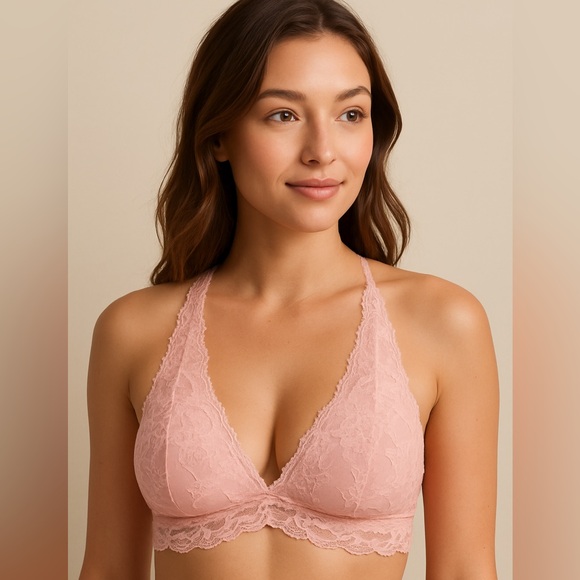 Gilly Hicks by Hollister Pink Floral Lace Bralette Size Small - Picture 1 of 4